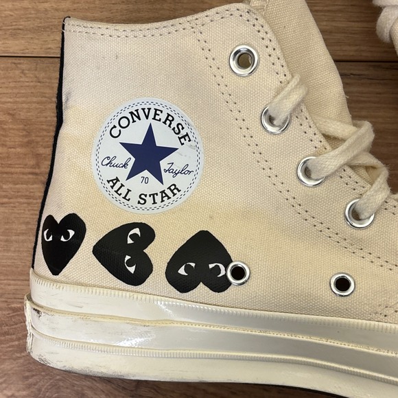 Converse x PLAY Comme des Garçons Chuck 70 Multi Heart Womens Size 8 High Top - Picture 10 of 13